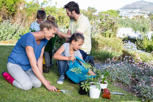 Professional landscapers at work in Wimbledon